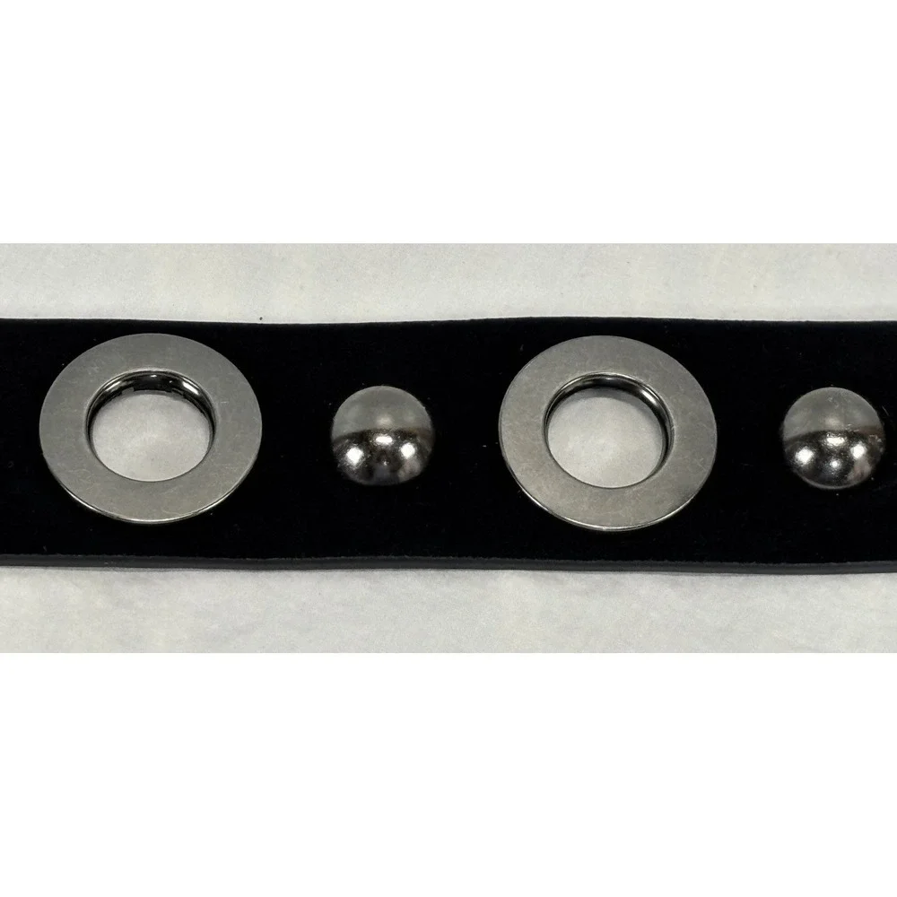 The W By Worth Collection Leather Belt Metal Women's Small Black Chunky Modern
